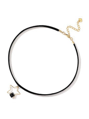 Gold Color Star Black Choker Neclace