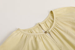 Simple Hollow Waist Slim Bubble Sleeve Dress