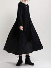 Women Round Neck Stitching Long Sleeve Dress