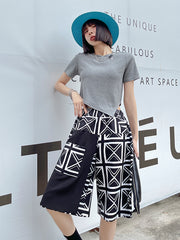 Straight Printed Loose Thin High Waiste Wide Leg Pants