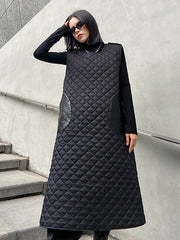 Women Round Neck Thick Solid Color Sleeveless Dress