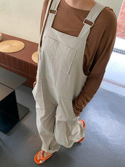 Loose Casual Solid Color Strap Jumpsuit