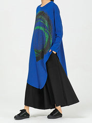 Loose Cropped Round-Neck Printed Shirt
