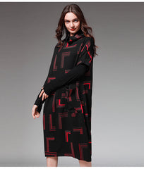 Contrast Color Jacquard Half Sleeve Dress