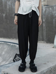 Black Split-Side Casual Ninth Pants
