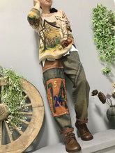 Vintage Embroidered Denim Patch Pants