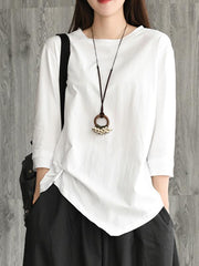Round Neck Cropped Long Sleeves T-Shirt