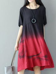 Loose Contrast Color Comfortable Short Dress