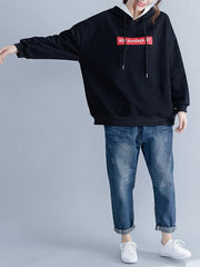 Loose Letter Printed Hooded Sweatshirt