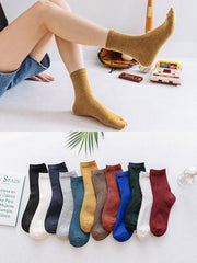 Solid Color Breathable Cotton Socks