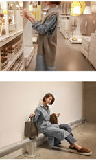 Loose Striped Lapel Midi Shirt Dress