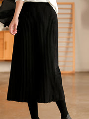 Casual Solid Color Pit Stripe Skirt