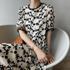 Casual Floral Printed Short Sleeve Midi Dress