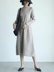 Casual Lace-Up Knitting Soft Dress