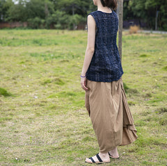 Women Irregular Drawstring Pleated Solid Color Skirt