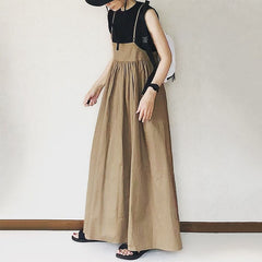 Stitched High Waist Solid Color Pleated Dress