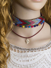 Hand Knitting Choker With Leaf Necklaces