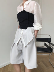 Original High Waist Pleated Wide Leg Shorts
