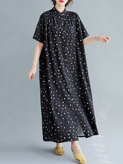 Original Polka-Dot Stand Collar Shirts Dress
