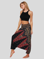 Ethnic Style Digital Print Wide Leg Lantern Casual Pants