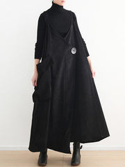 Loose Big Pocket Corduroy A-Line Slip Dress