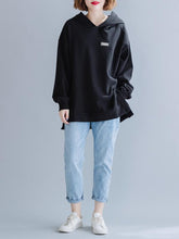 Loose Plain Split-Side Casual Hoodie