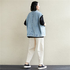 Women Personality Casual Sleeveless Denim Vest