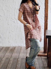 National Style Plaid Dress