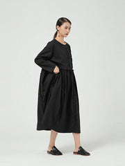 Loose Irregular Floral Printed Long Sleeve Maxi Dress