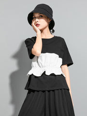 Original Falbala Split-Joint T-Shirts Tops