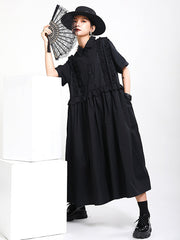 Original Solid Split-Joint Lapel Shirt Dress
