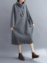 Women Retro Polka Dot High Neck Dress