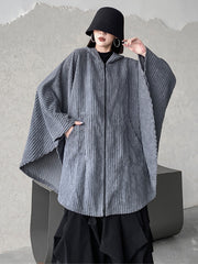 Casual Batwing Sleeves Roomy Zipper Jackets Outerwear