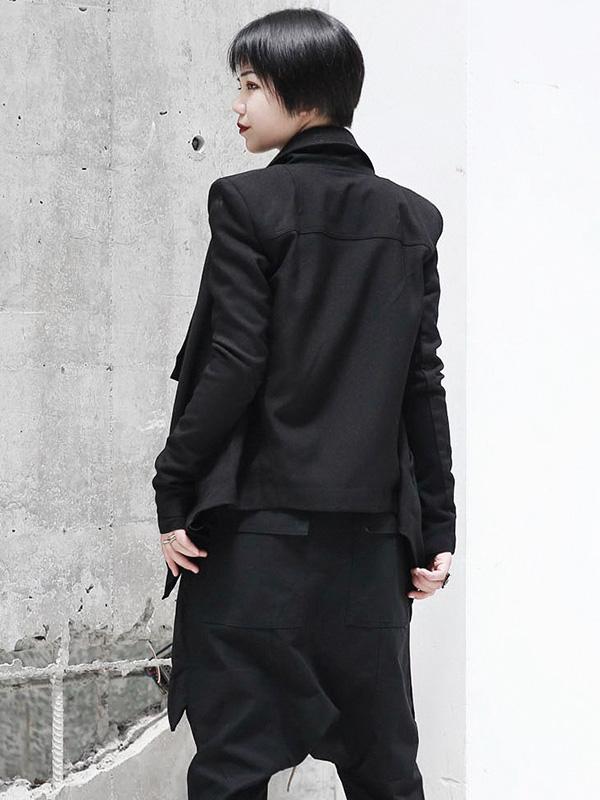 Solid Black Cool Zipper Jacket