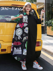 Oversize Printed Split-joint Dress