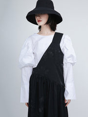 Retro Solid One Shoulder Midi Strap Dress