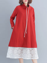 Loose Plus Size Lace Stitching Dress