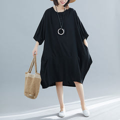 Round Neck Retro Loose Big Size Midi Dress