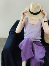 Simple Linen Solid Wide-Leg Pants