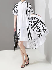 Original Printed Cropped Lapel Dress