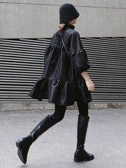 Retro Puff Sleeves Cropped Falbala Mini Dress