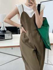 High Waist Loose Wide Leg Suspenders One Piece Casual Pants