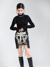 Women Contrast Drawstring Strap Skirt