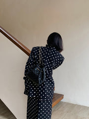 Polka Dot High Waist Split Skirt