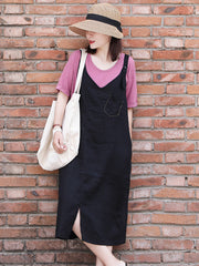 Loose Solid Color Casual Strap Dress