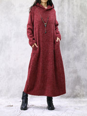 Vintage Simple Plush Hooded Dress