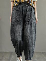 Retro Stylish Split-Joint Casual Loose Harem Pants
