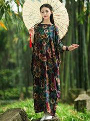 National Split-Joint Floral Printing Maxi Dress