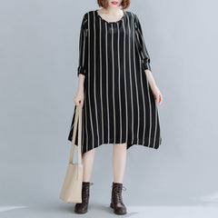 Women Striped Loose Round Neck Dress