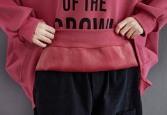 Women Plus Velvet Print Round Neck Pullover Sweatshirt